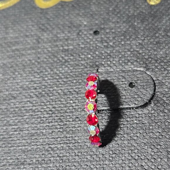 Cookie Lee Genuine Crystal Holiday Red Hoop Earrings Christmas Party Jewelry - Picture 3 of 5